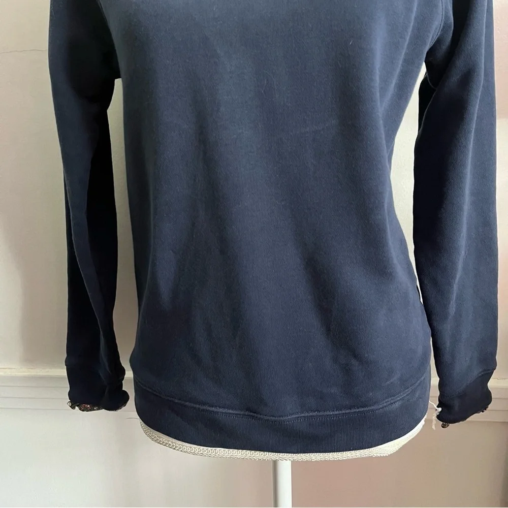 J. Crew • Navy Floral Ruffleneck Pullover Sweatshirt
